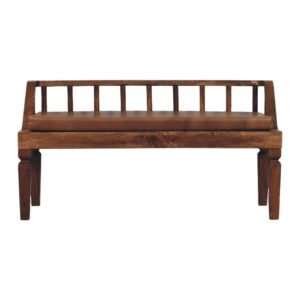 Solid Mango Wood Bordeaux Leather Bench