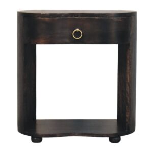 Solid Mango Wood Carbon Ash Finished Monroe 1 Drawer Bedside