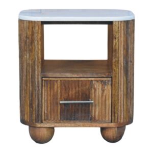 Solid Mango Wood Beaumont Marble Bedside
