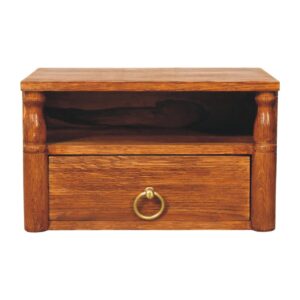 Solid Mango Wood Turned Pillar Wall Nightstand