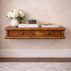 Solid Mango Wood Bamboo Wall-Mounted Console