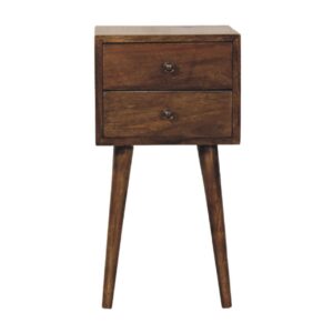 Solid Mango Wood Classic Grey Finished 2 Drawer Nordic Bedside