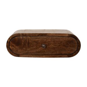 Solid Mango Wood Classic Grey Finished 1 Drawer Rounded Wall-Mounted Bedside