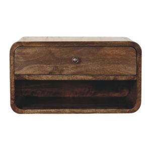 Solid Mango Wood Classic Grey Finished Rounded Edge 1-Drawer Bedside