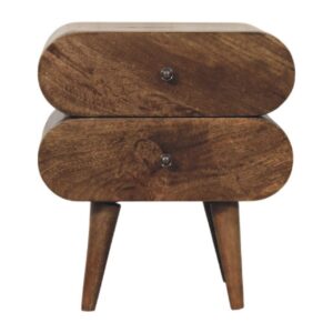 Solid Mango Wood Slimline 2-Drawer Bedside