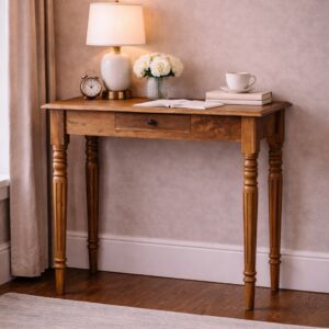 Solid Mango Wood Oakish Turned Leg Writing Desk