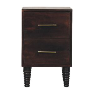 Solid Mango Wood Spindle Mocha Bedside Table
