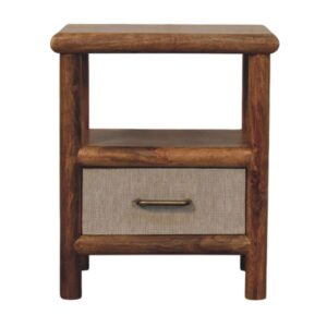 Solid Mango Wood Solara Rattan Bedside Table