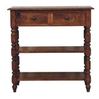 Turned Leg Side Table with Shelves