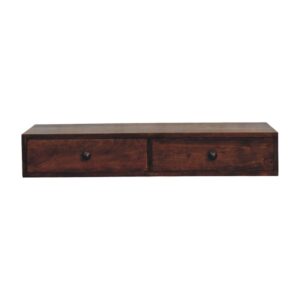 Solid Mango Wood Roasted Almond Finished 2 Drawer Slim Console Table