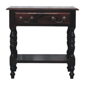 Solid Mango Wood Wine Wood Oak Finished Turned Leg Side Table