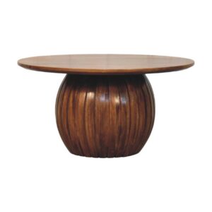 Solid Mango Wood Round Fluted Coffee Table