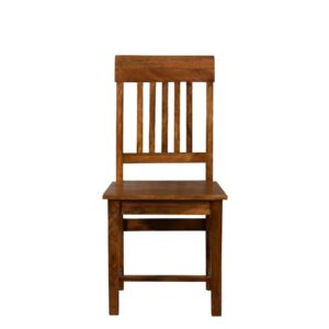 Solid Mango Wood Amber Oak Finished Slatted Back Dining Chair