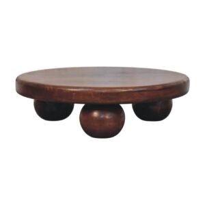 Solid Mango Wood Wine Wood Finished 3 Foot Bola Coffee Table