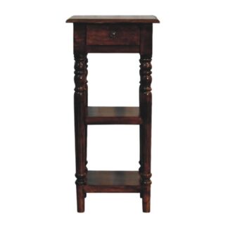 Solid Mango Wood Chestnut Finished Tall Turned Leg Side Table