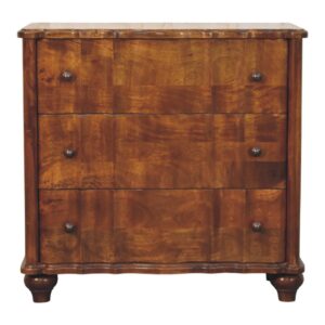 Solid Mango Wood Chestnut Finished Lume 3 Drawer Chest
