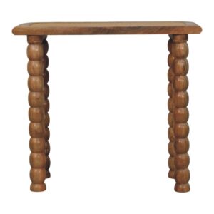 Solid Mango Wood Oak Finished Spindle Rattan Console Table
