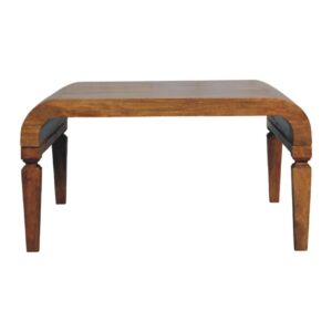 Solid Mango Wood Amber Oak Finished Curved Frame Coffee Table