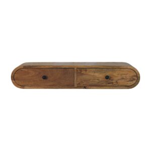 Solid Mango Wood Oak Finished Contour Wall Console